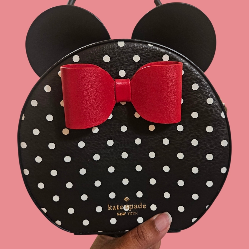 Kate Spade x Disney Minnie Mouse Polka Dot Canteen Crossbody Bag with Red Bow